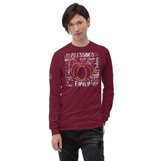 Fall - pumpkin with themes of fall - Funny Long Sleeve Shirt by Louise Lux