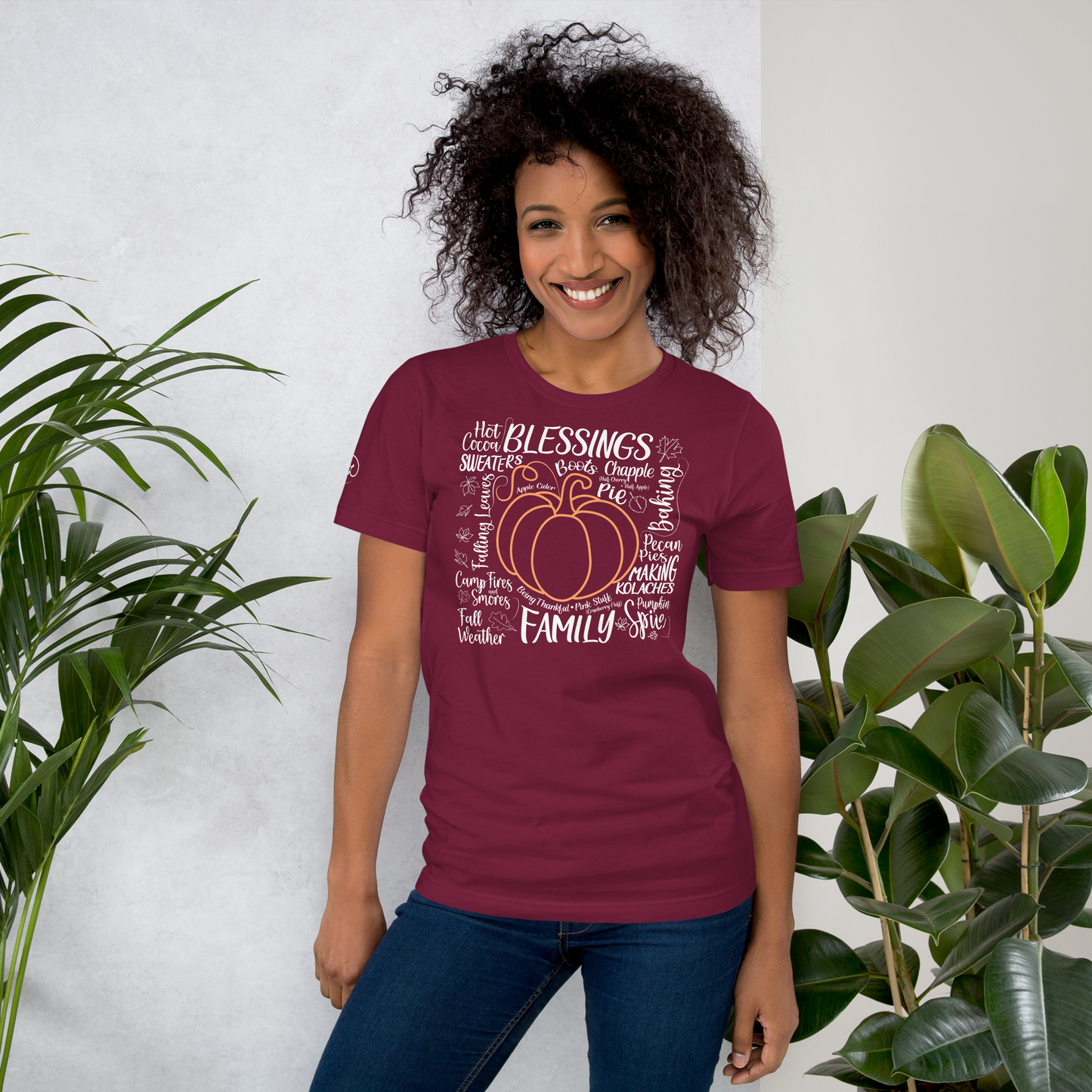 Fall - pumpkin with themes of fall - T-shirt by Louise Lux