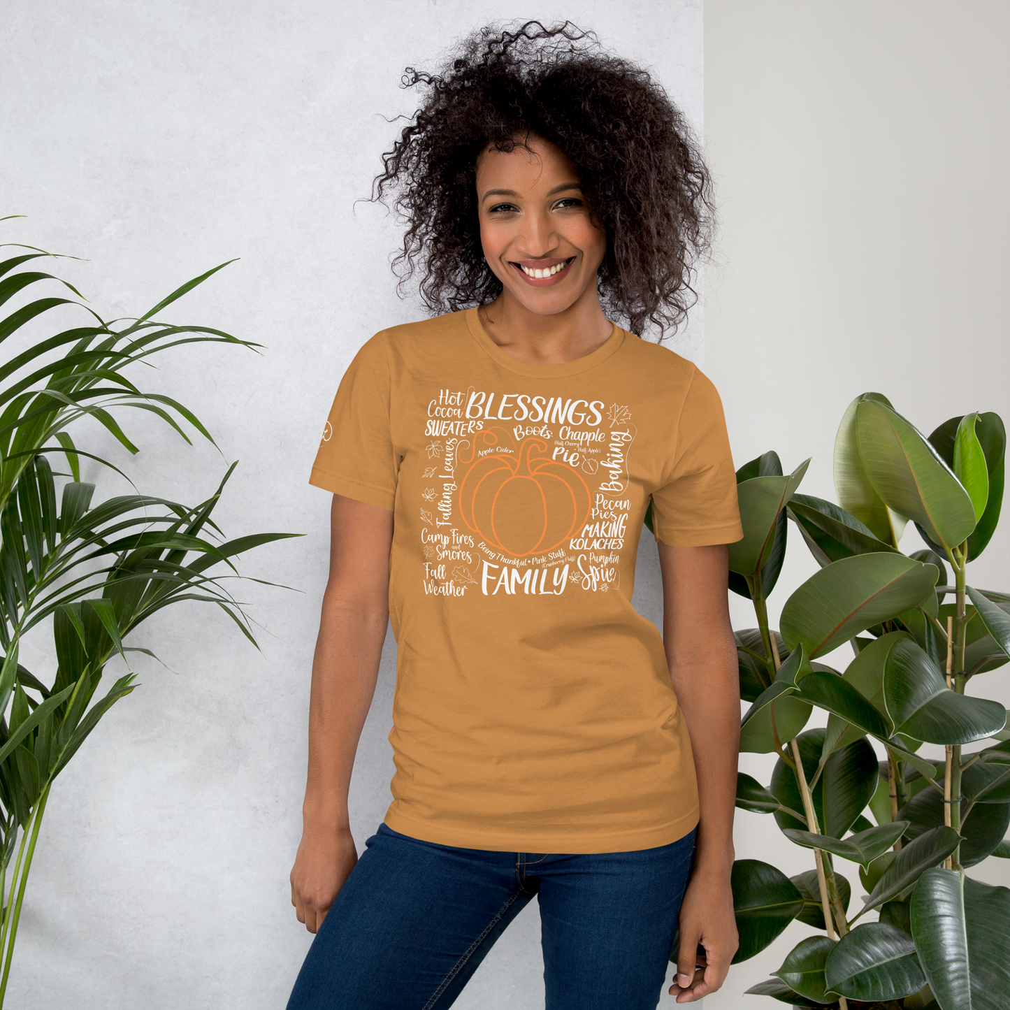 Fall - pumpkin with themes of fall - T-shirt by Louise Lux