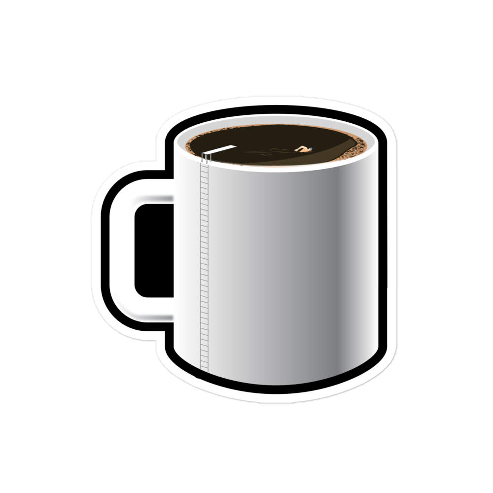 Coffee Cup Swimming Pool - Funny Bubble-free sticker