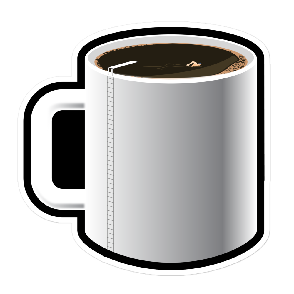 Coffee Cup Swimming Pool - Funny Bubble-free sticker