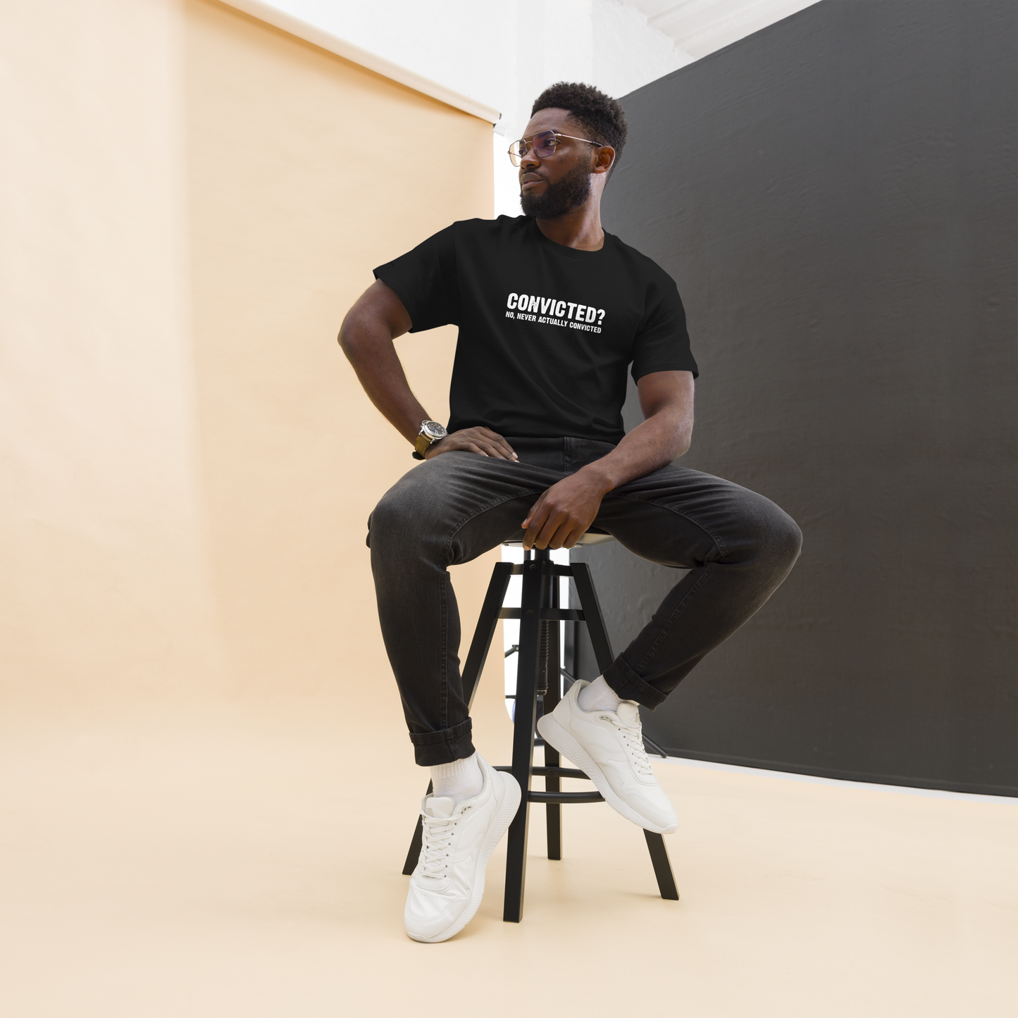 Convicted? No, never actually convicted - Funny T-Shirt
