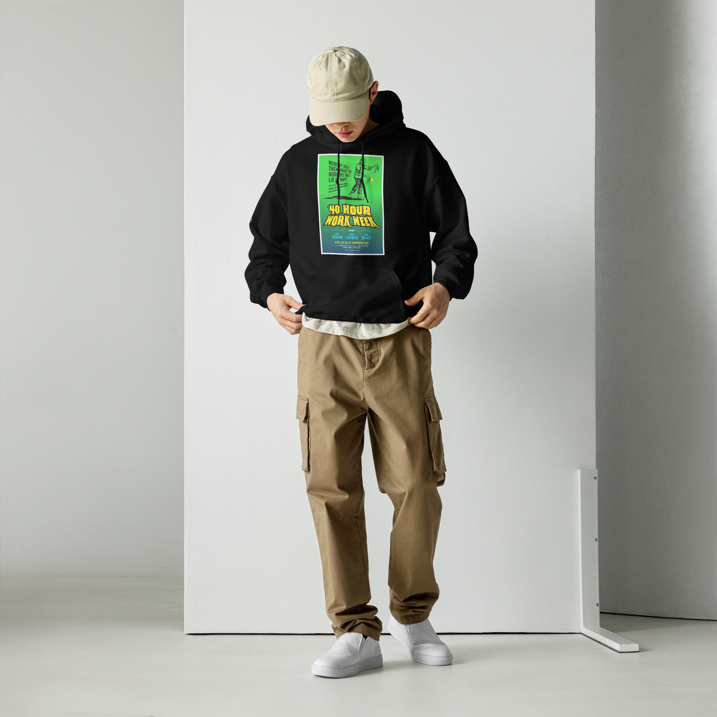 Zombie 40 hour work week horror male worker - Hoodie