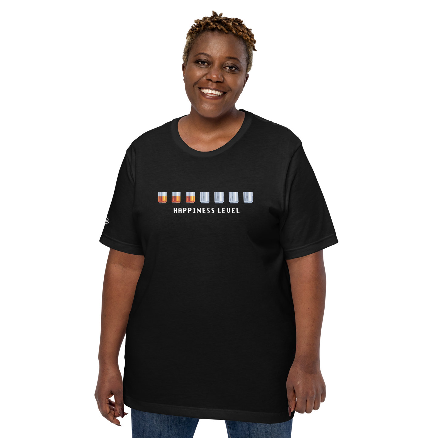 ALCOHOL - GAMER pixel art shot glass happiness level - Funny T-Shirt