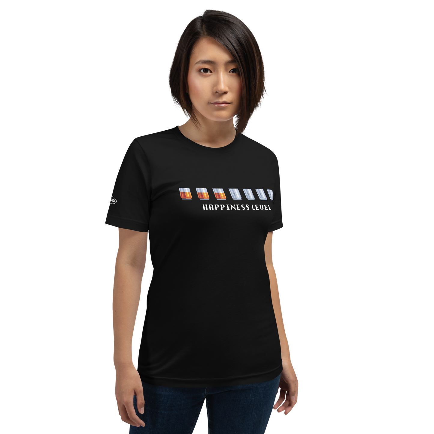 ALCOHOL - GAMER pixel art shot glass happiness level - Funny T-Shirt