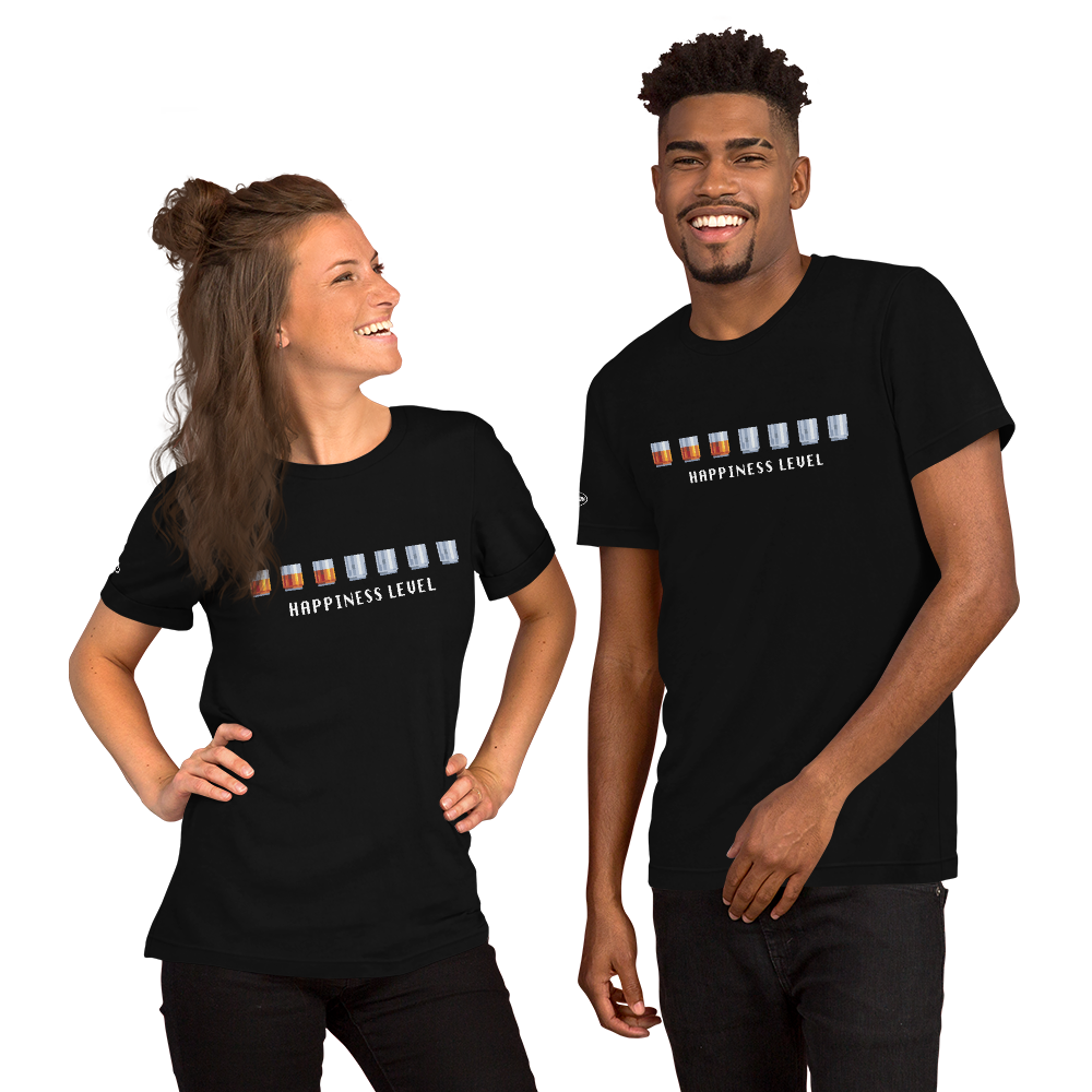 ALCOHOL - GAMER pixel art shot glass happiness level - Funny T-Shirt
