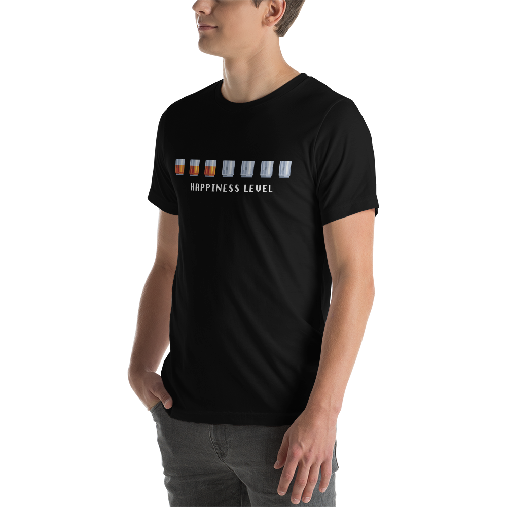 ALCOHOL - GAMER pixel art shot glass happiness level - Funny T-Shirt