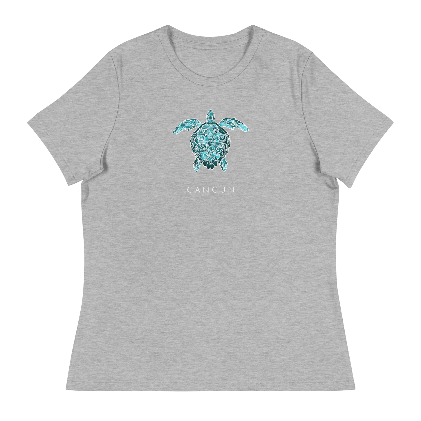 Womens - CANCUN - Art Flourish Sea Turtle Fun T-Shirt