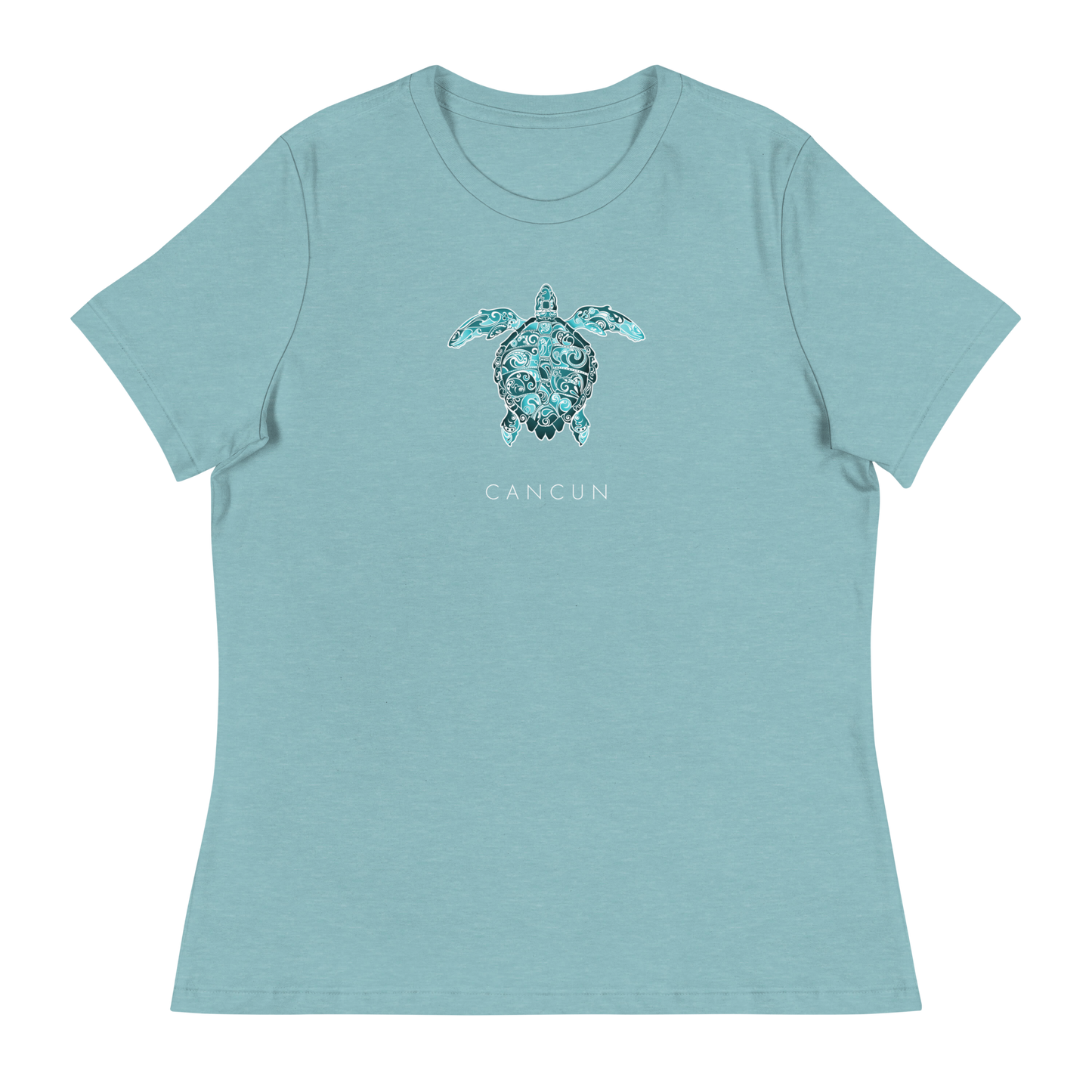 Womens - CANCUN - Art Flourish Sea Turtle Fun T-Shirt