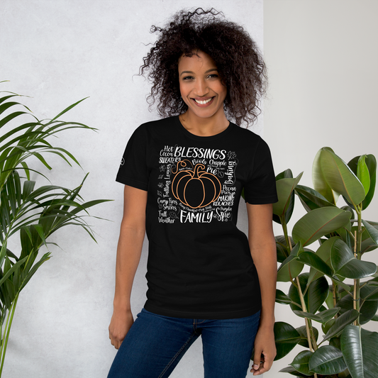 Fall - pumpkin with themes of fall - T-shirt by Louise Lux