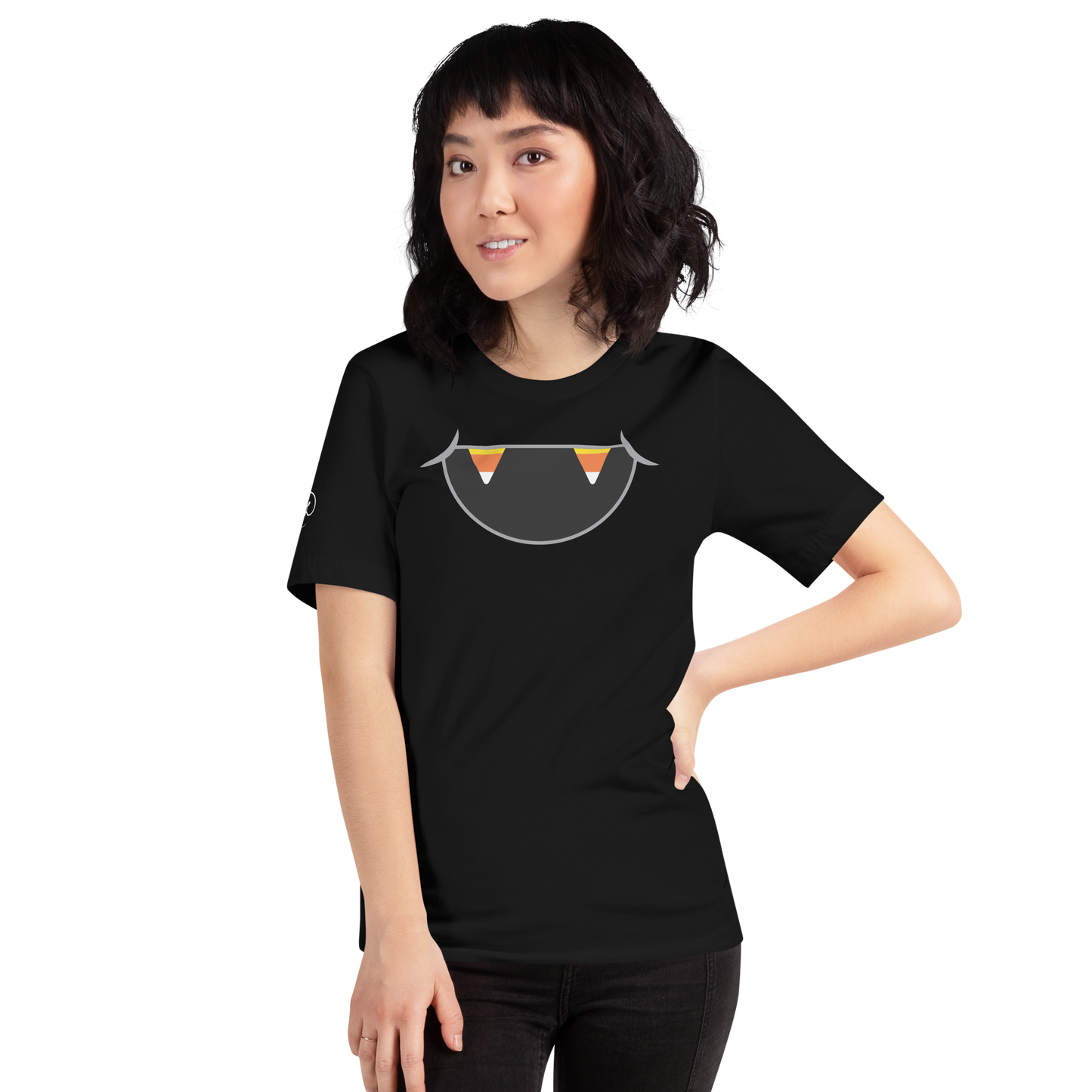 Halloween - Candy Corn Vampire Teeth Smile - Fun T-Shirt by Louise Lux