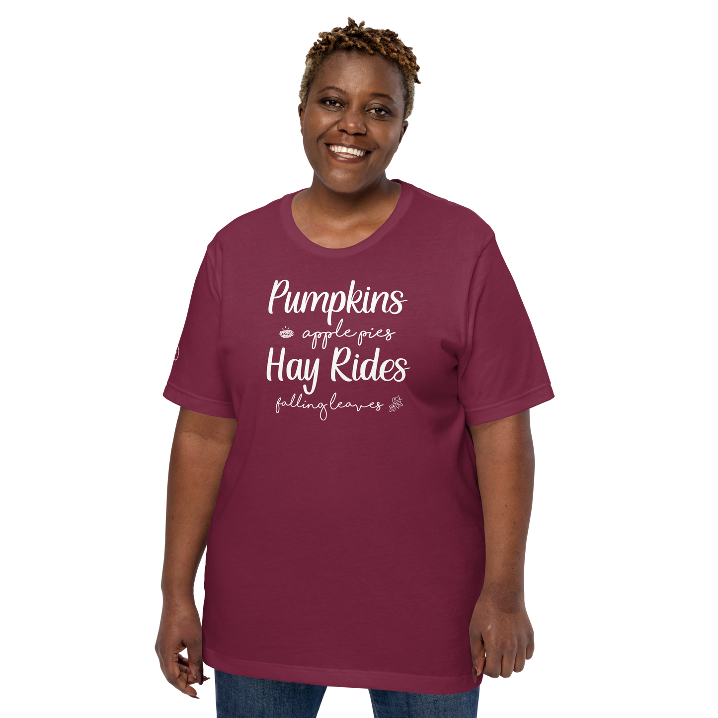 Fall - Pumpkins, Apple Pies, Hay Rides, Falling Leaves - Fun T-shirt by Louise Lux