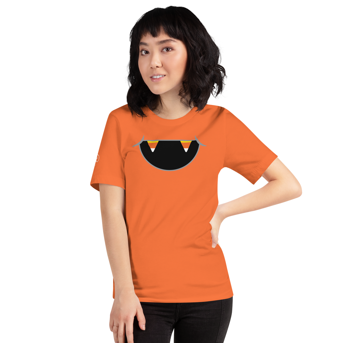 Halloween - Candy Corn Vampire Teeth Smile - Fun T-Shirt by Louise Lux