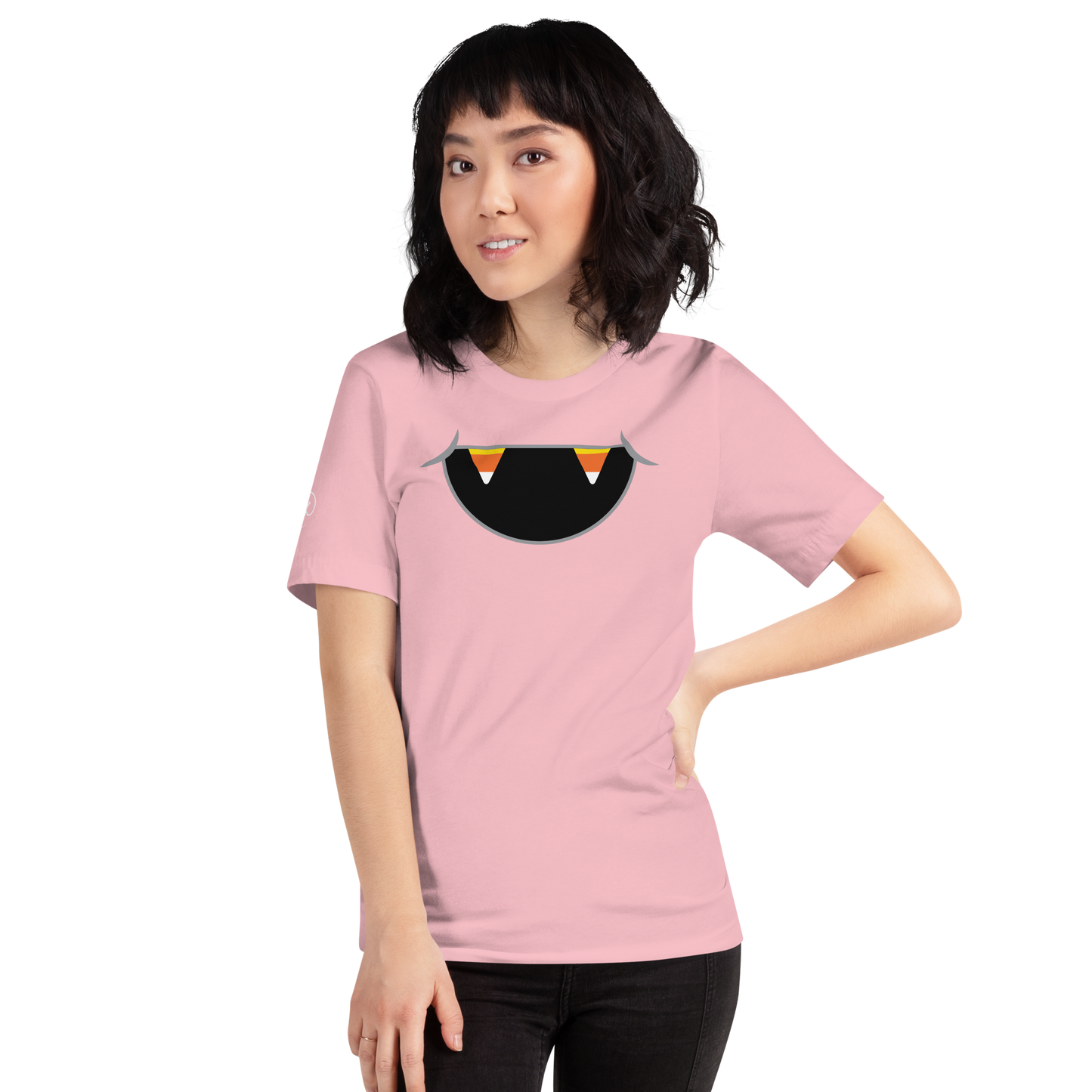 Halloween - Candy Corn Vampire Teeth Smile - Fun T-Shirt by Louise Lux