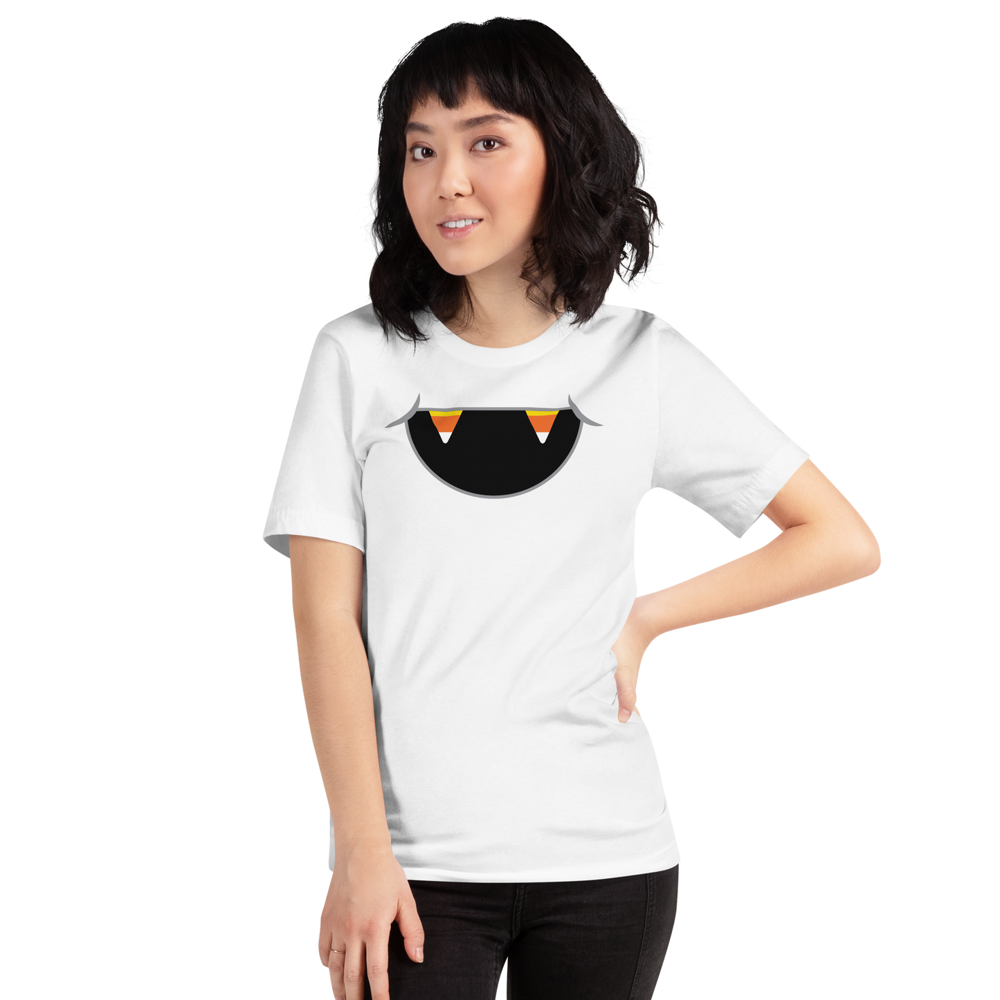 Halloween - Candy Corn Vampire Teeth Smile - Fun T-Shirt by Louise Lux