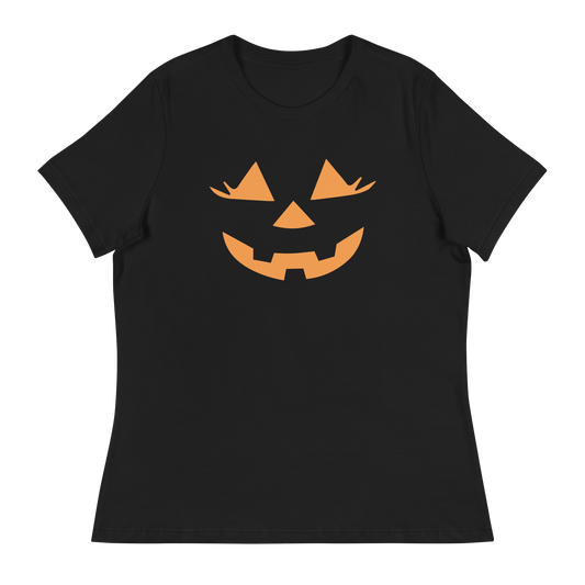 Women's - Halloween Pumpkin Face 5 - Fun T-Shirt by Louise Lux