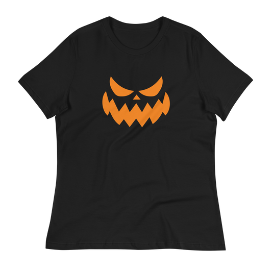 Women's - Halloween Pumpkin Face 4 - Fun T-Shirt by Louise Lux