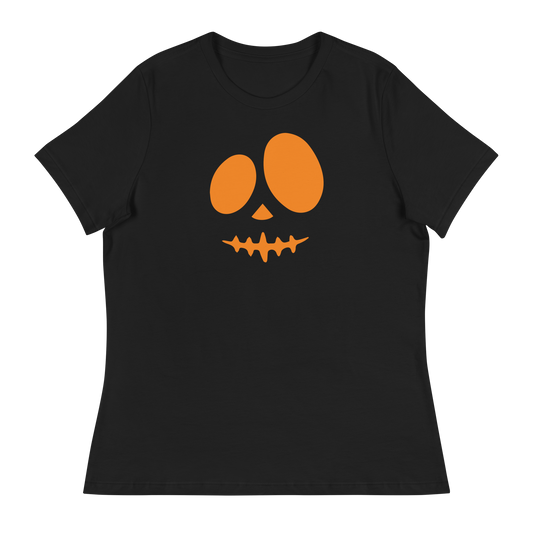 Women's - Halloween Pumpkin Face 3 - Fun T-Shirt by Louise Lux