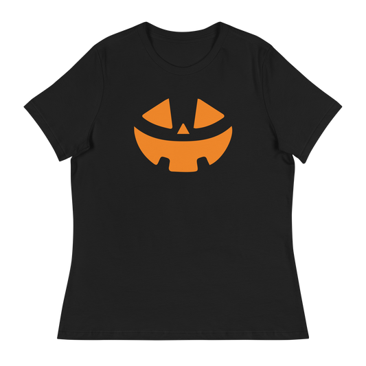 Women's - Halloween Pumpkin Face 2 - Fun T-Shirt by Louise Lux