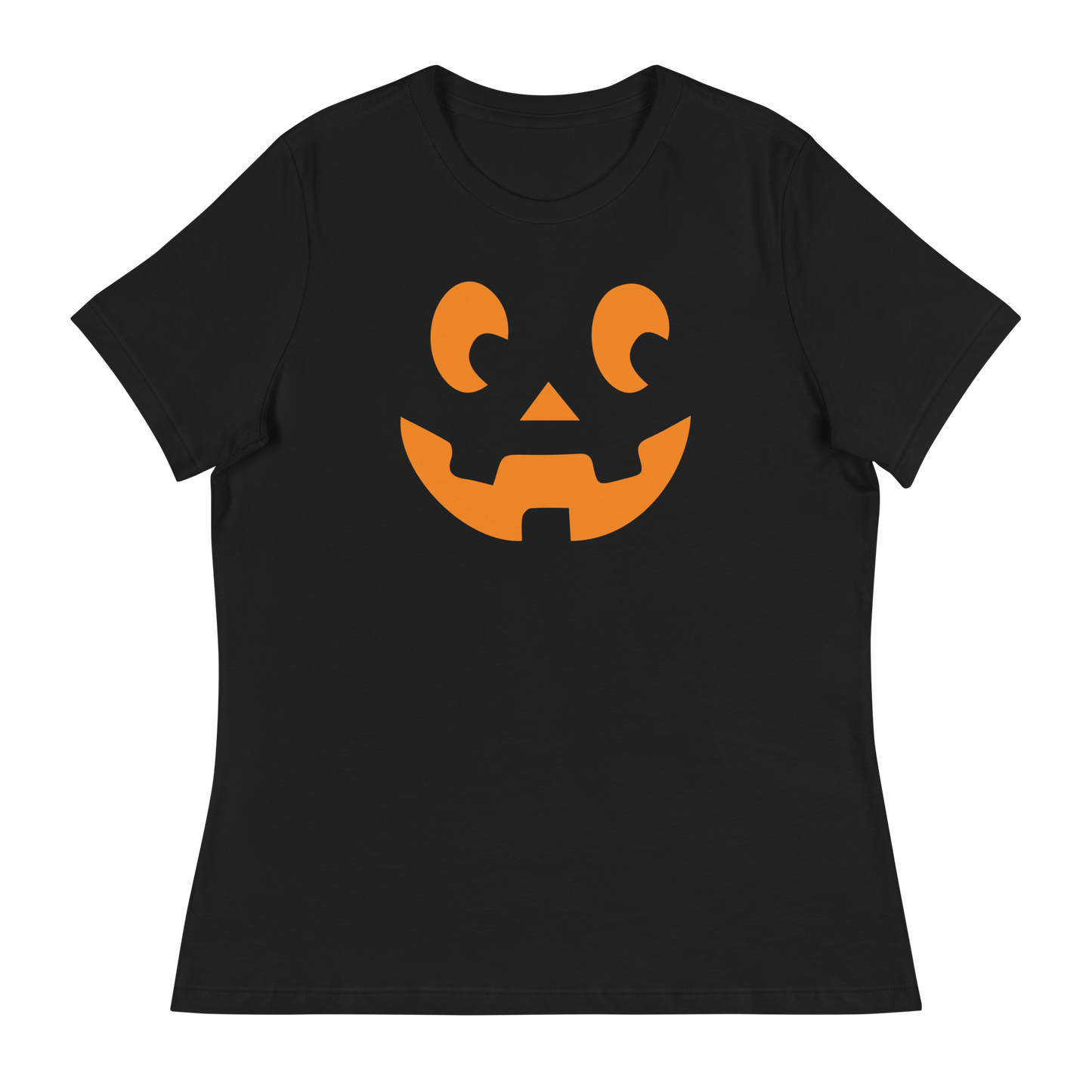 Women's - Halloween Pumpkin Face 1 - Fun T-Shirt by Louise Lux