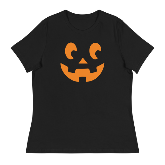 Women's - Halloween Pumpkin Face 1 - Fun T-Shirt by Louise Lux