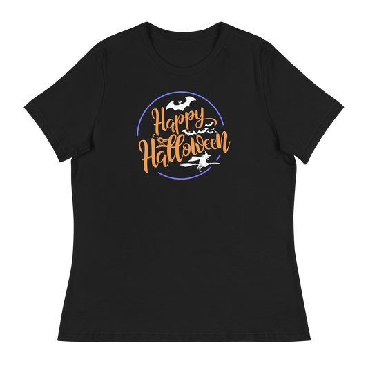 Women's - Halloween circled bats and witches - Funny T-Shirt by Louise Lux