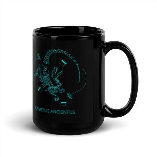 GAMER - Gamerus Ancientus - Funny Black Glossy Mug