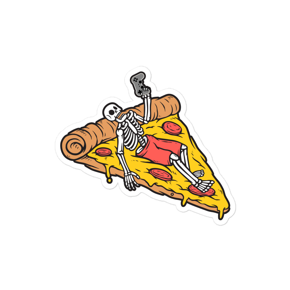 GAMER - Lounging, Pizza and Gaming Skeleton - Funny Bubble-free stickers