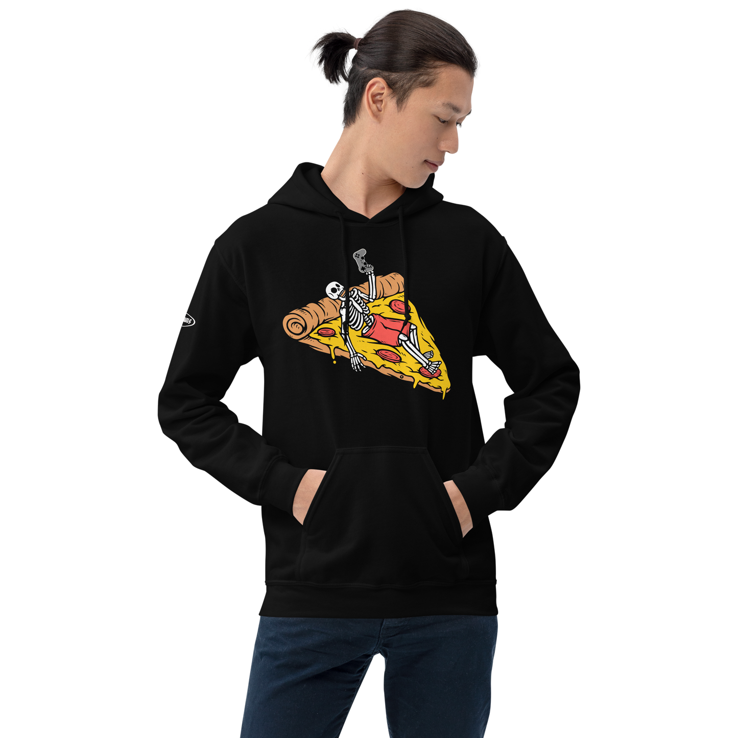 GAMER - Lounging, Pizza and Gaming Skeleton - Funny Hoodie