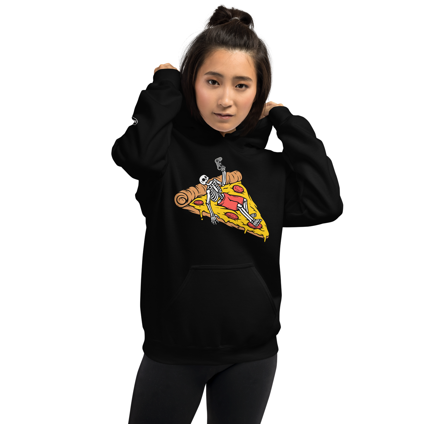 GAMER - Lounging, Pizza and Gaming Skeleton - Funny Hoodie