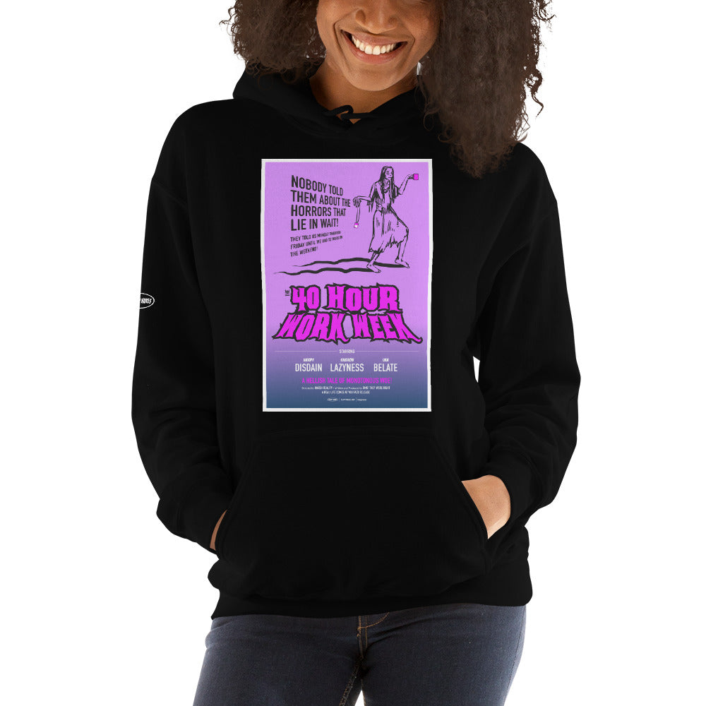 Zombie 40 hour work week horror female worker - Hoodie