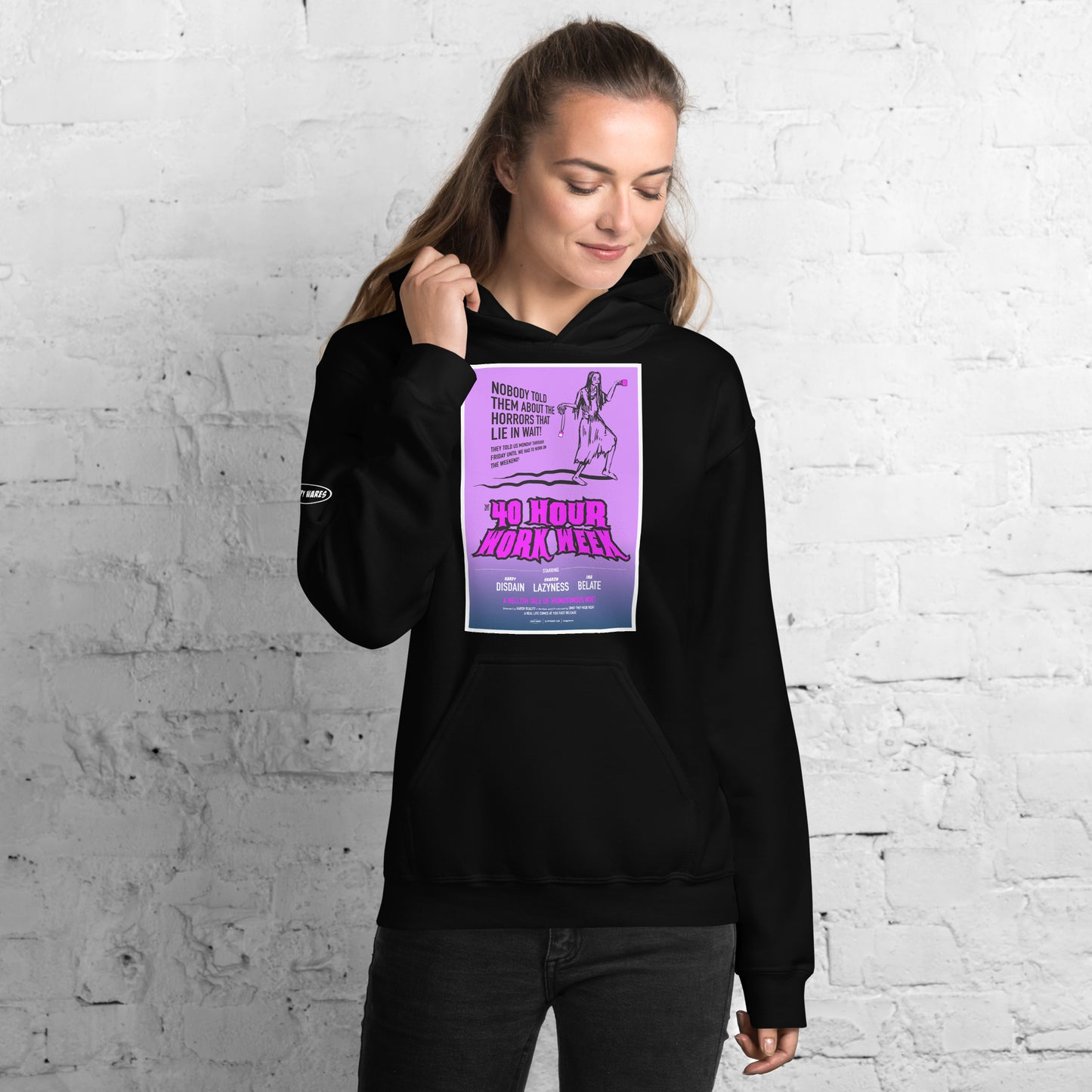 Zombie 40 hour work week horror female worker - Hoodie