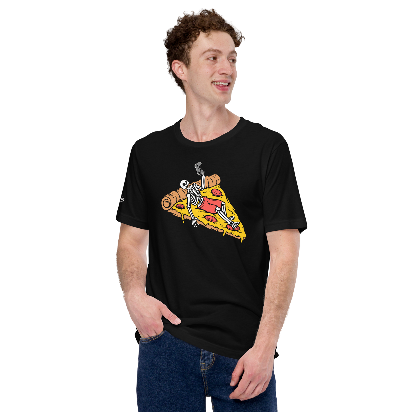 GAMER - Lounging, Pizza and Gaming Skeleton - Funny t-shirt