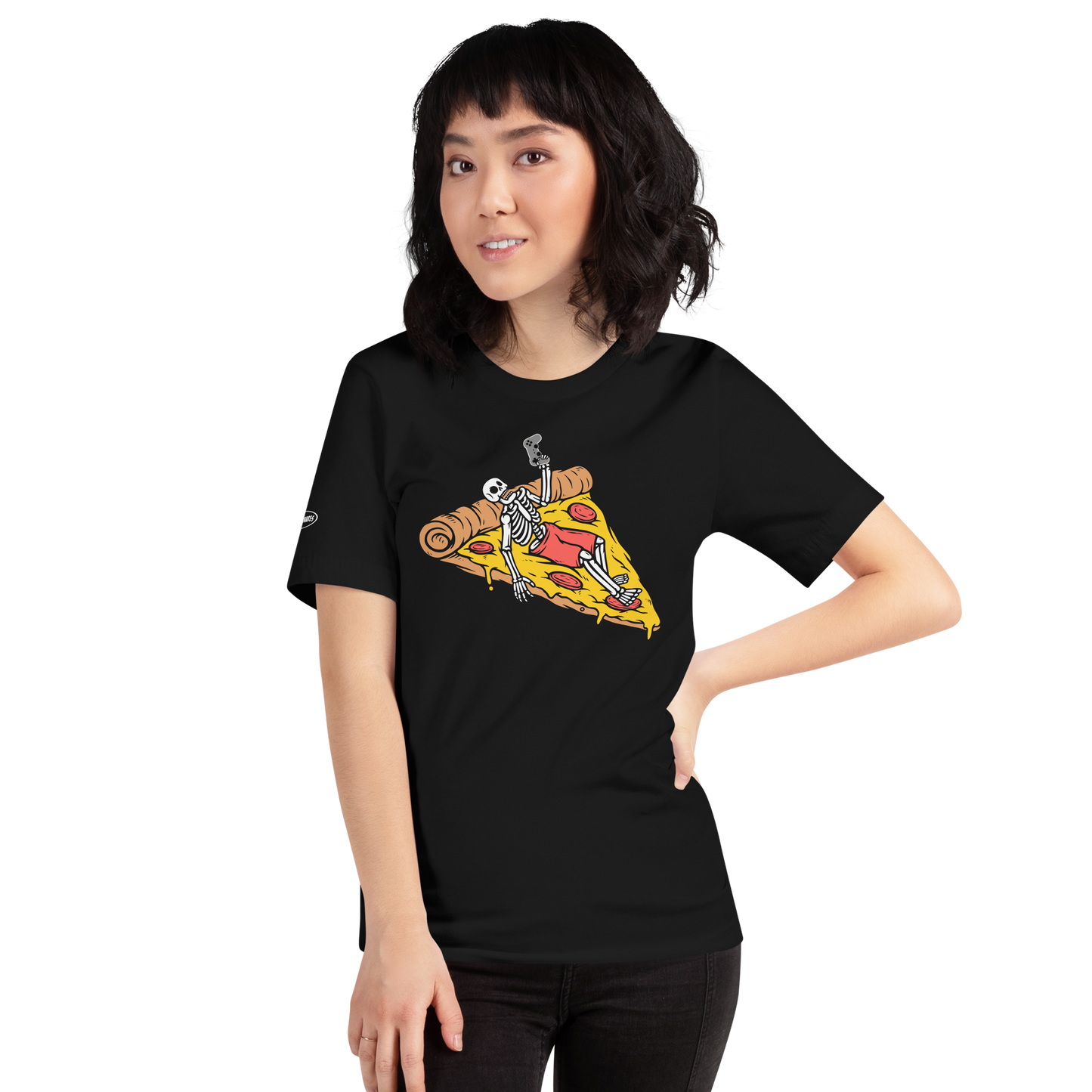 GAMER - Lounging, Pizza and Gaming Skeleton - Funny t-shirt