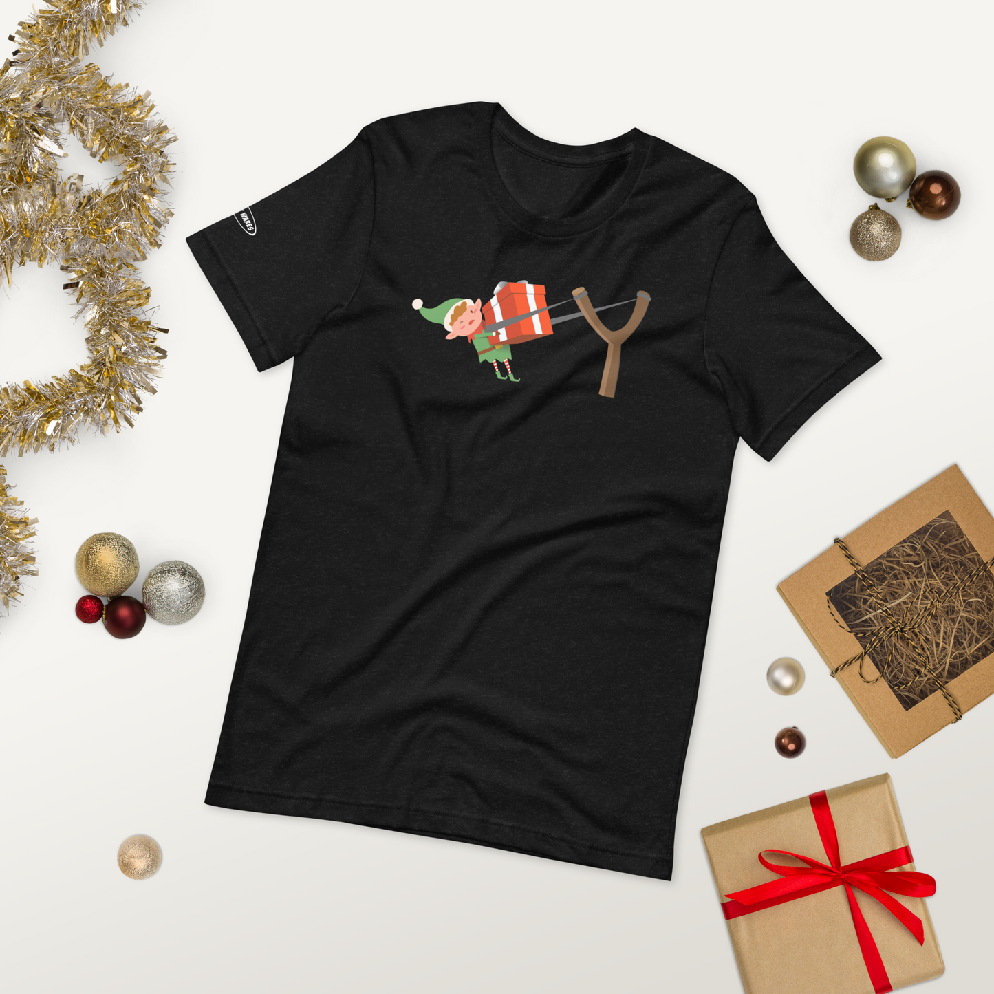 CHRISTMAS - Elf Present Slingshot - Funny t-shirt