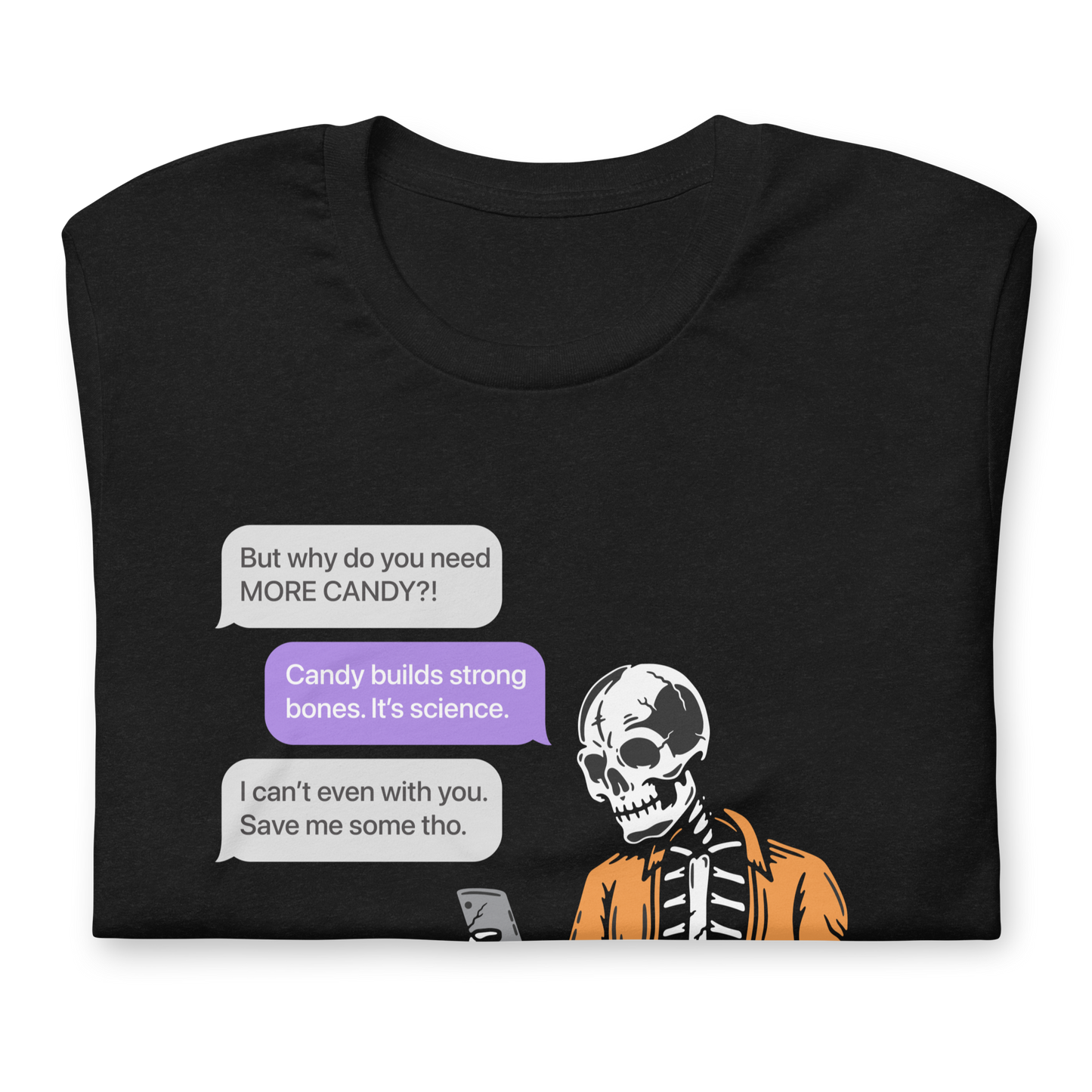 Halloween Skeleton bros texting - Funny T-shirt