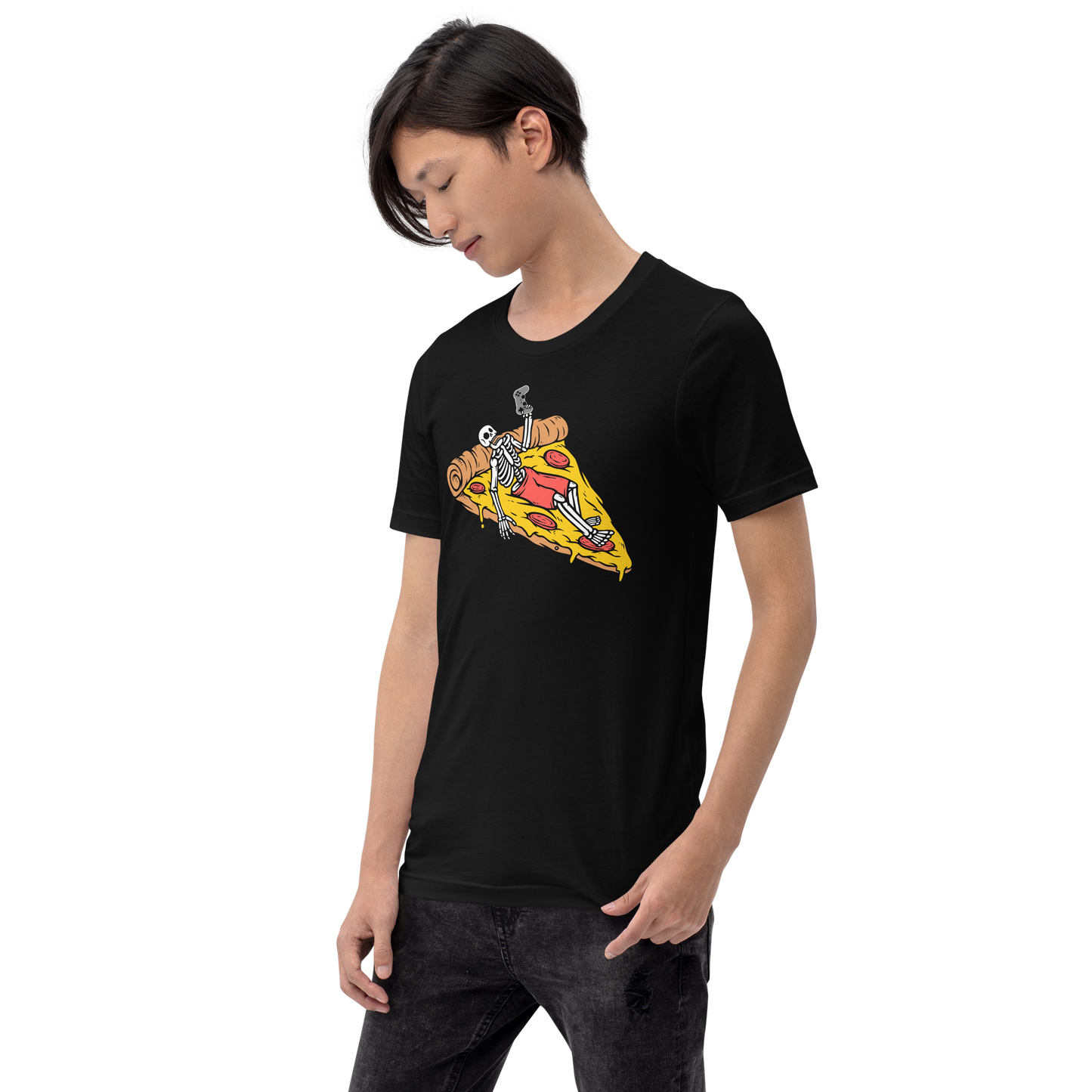 GAMER - Lounging, Pizza and Gaming Skeleton - Funny t-shirt