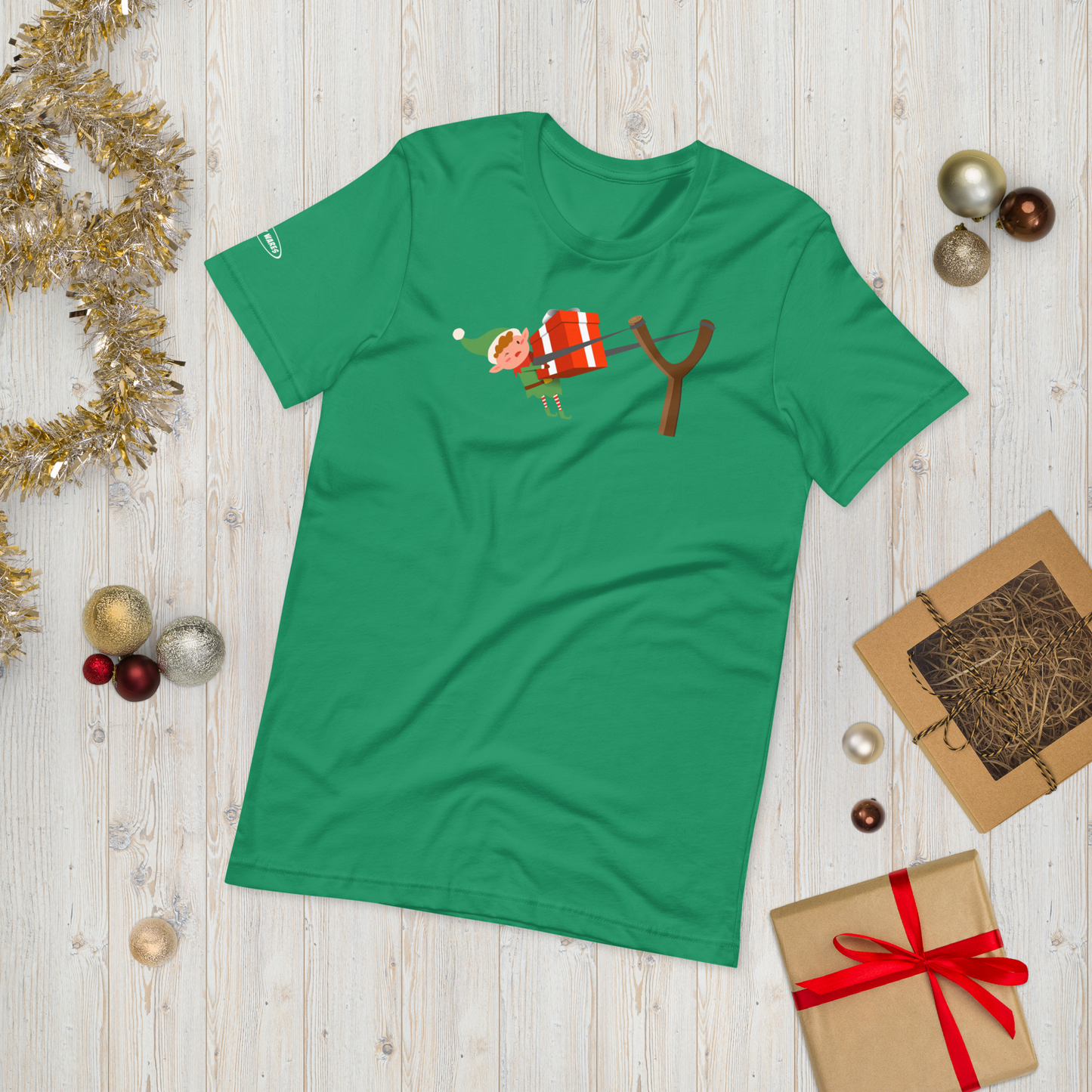 CHRISTMAS - Elf Present Slingshot - Funny t-shirt