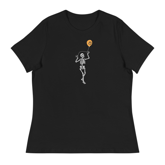 Women's - Halloween Skeleton Pumpkin Balloon - Funny T-Shirt