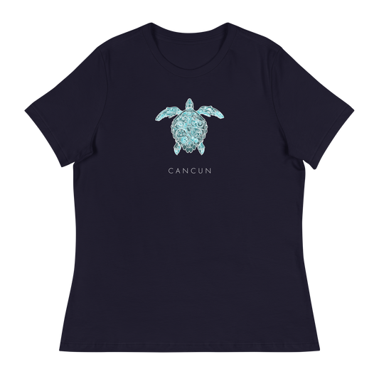 Womens - CANCUN - Art Flourish Sea Turtle Fun T-Shirt